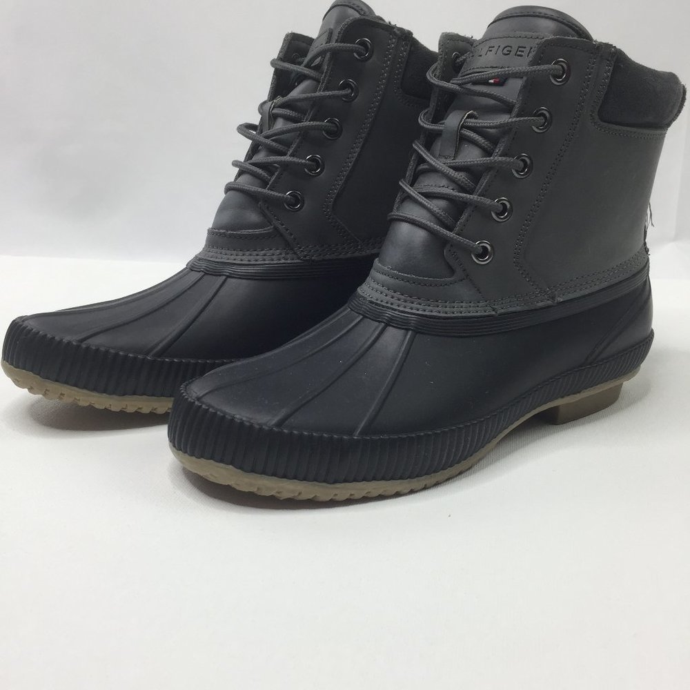 832. Tommy Hilfiger Sleek Waterproof Black Rain & Snow Duck Ankle Boots